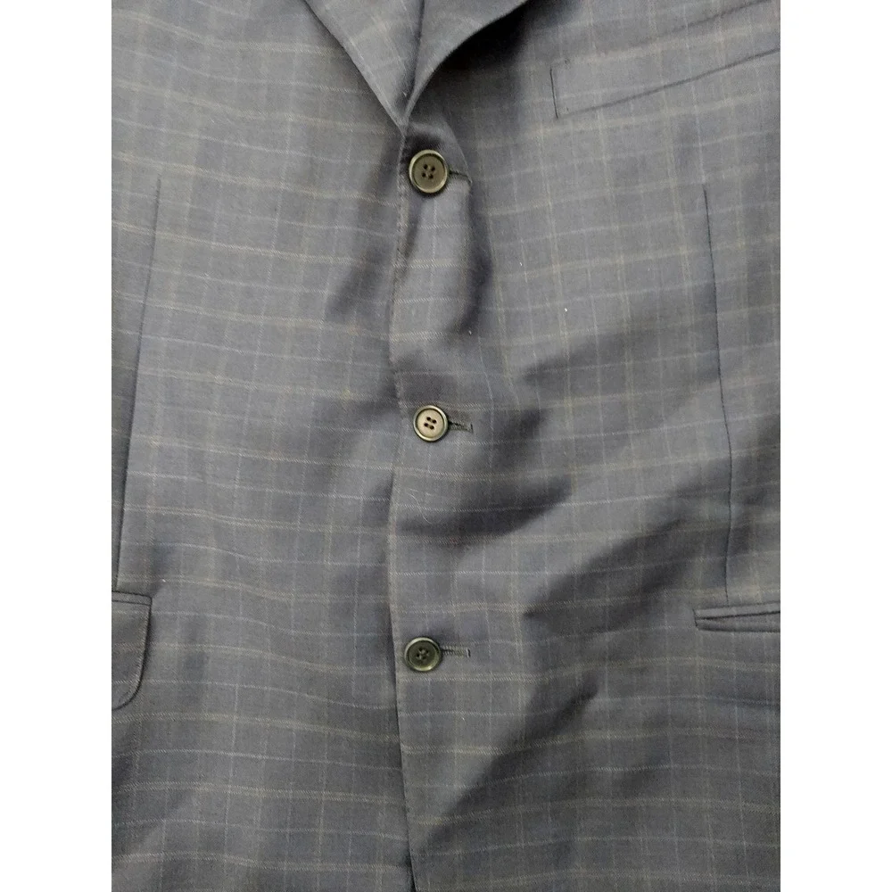 Canali Blazer Jacket Mens 46‎ R Blue 3 Button Plaid Made in Italy Wool Suit READ
